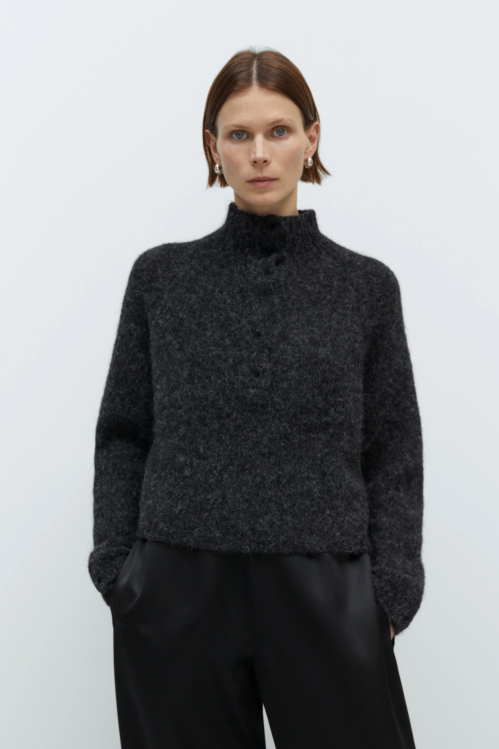 Cordera - Baby Alpaca Polo Sweater - Anthracite - Image 3