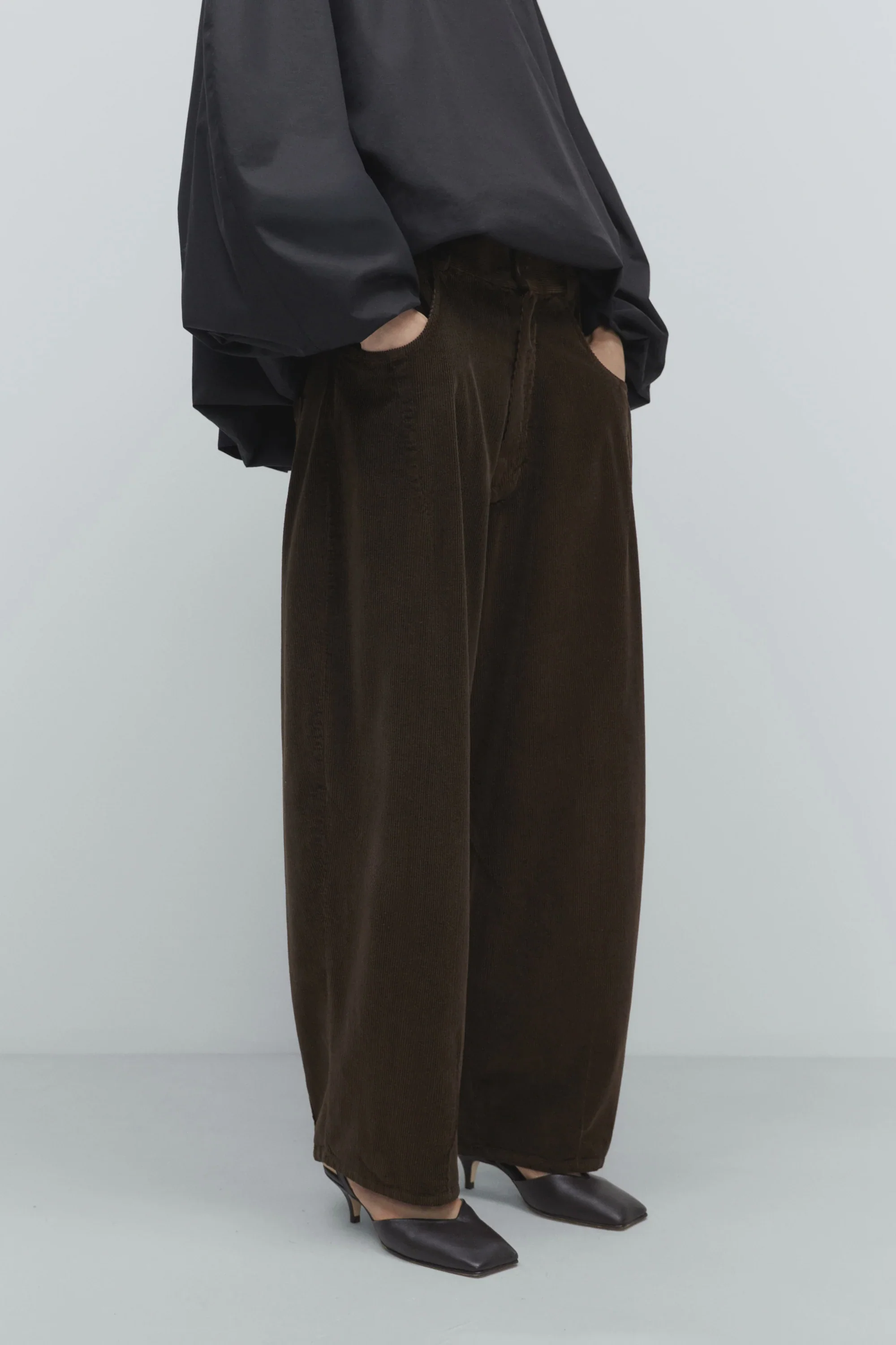 Cordera - Corduroy Baggy Pants - Brown - Image 3