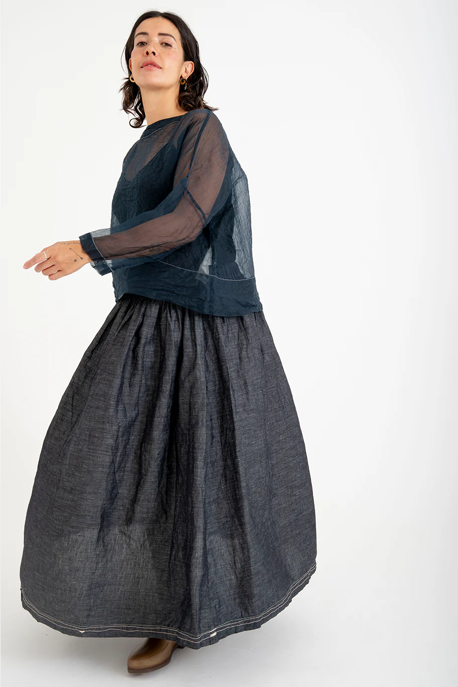 Bukeshla - Briar Box Top - Navy Organza - Image 4