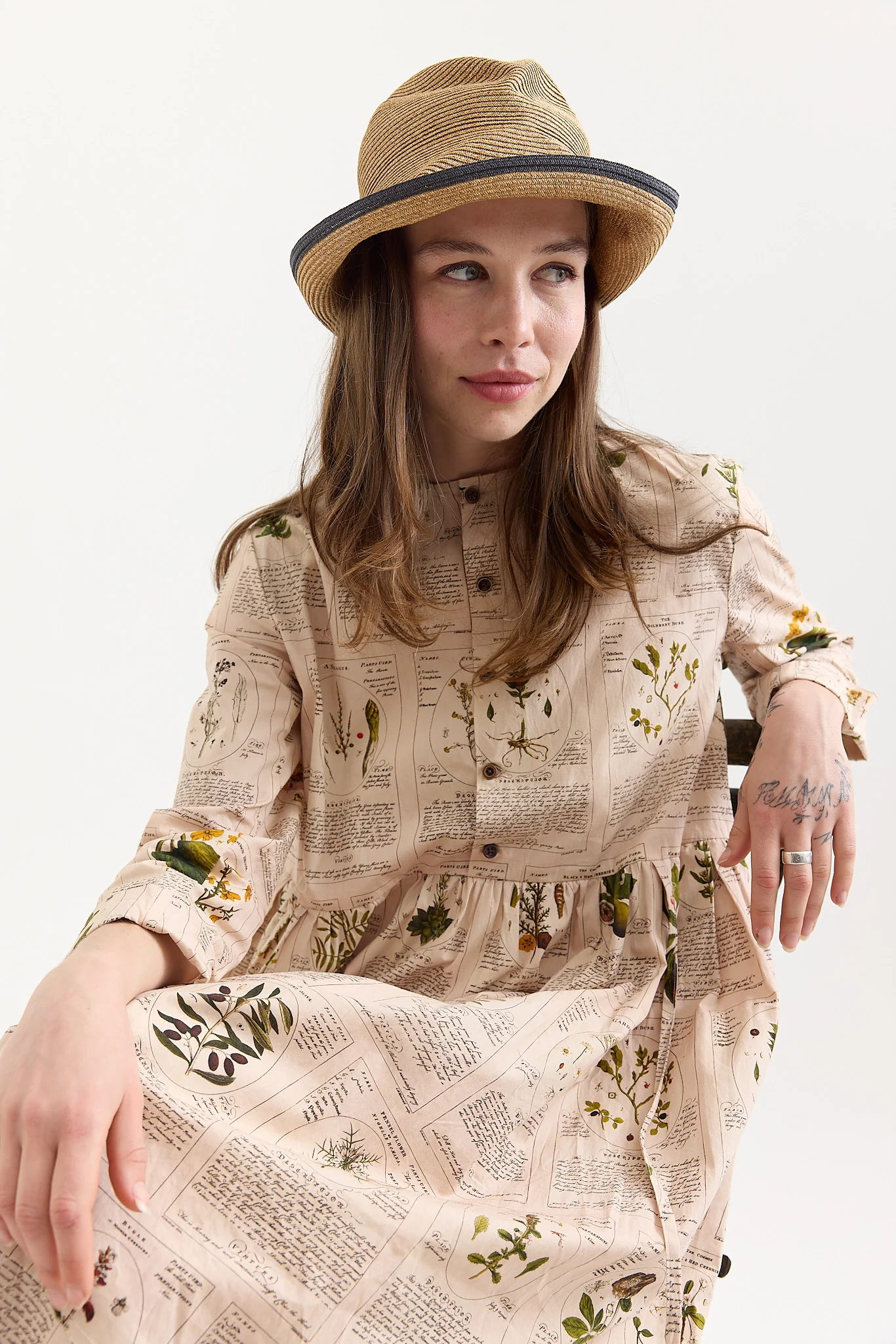 Mature Ha - BOXED HAT 11cm brim switch colour line edge / mix brown - Image 3