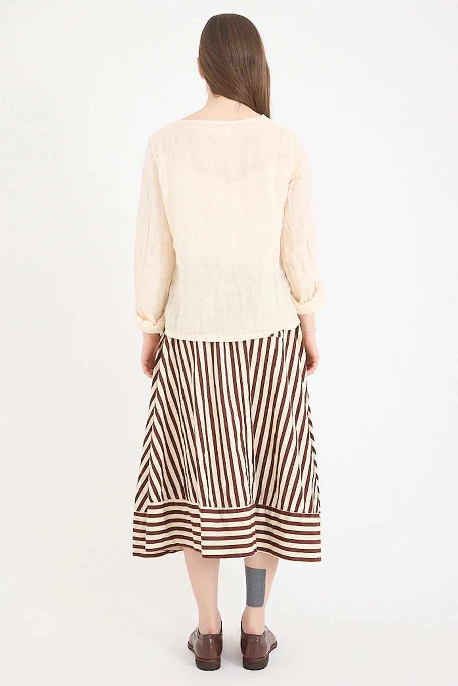 Metta - Ash A-line Skirt - Coco Stripe Cotton Twill - Image 4