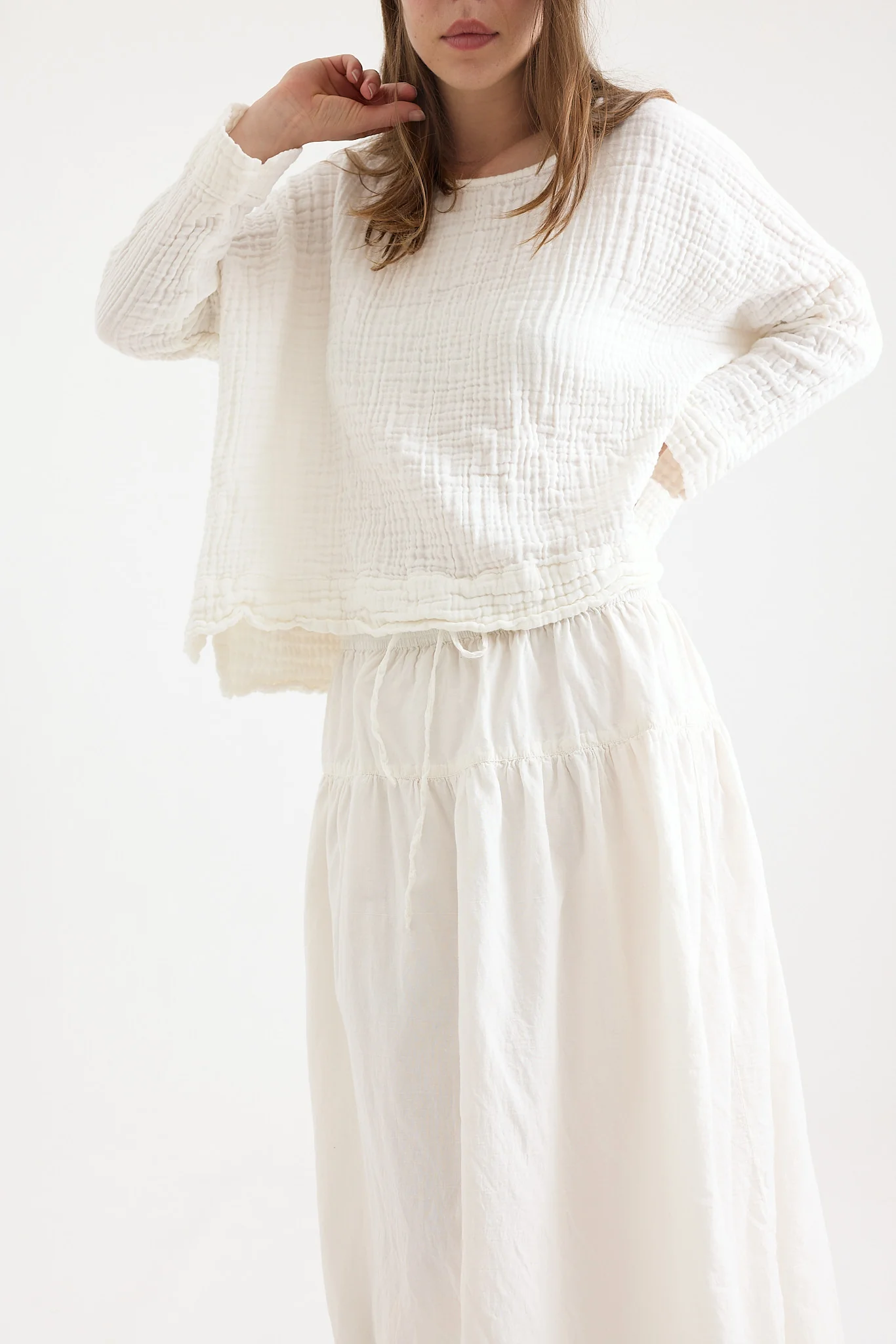 Metta - Azalea Skirt - Double Layered Cotton Voile with Lace Hem - Image 6