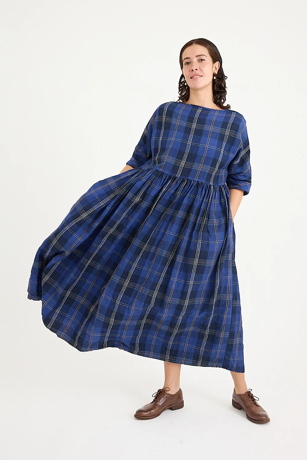 Metta - Boating Dress - Blue Tartan Check - Image 3