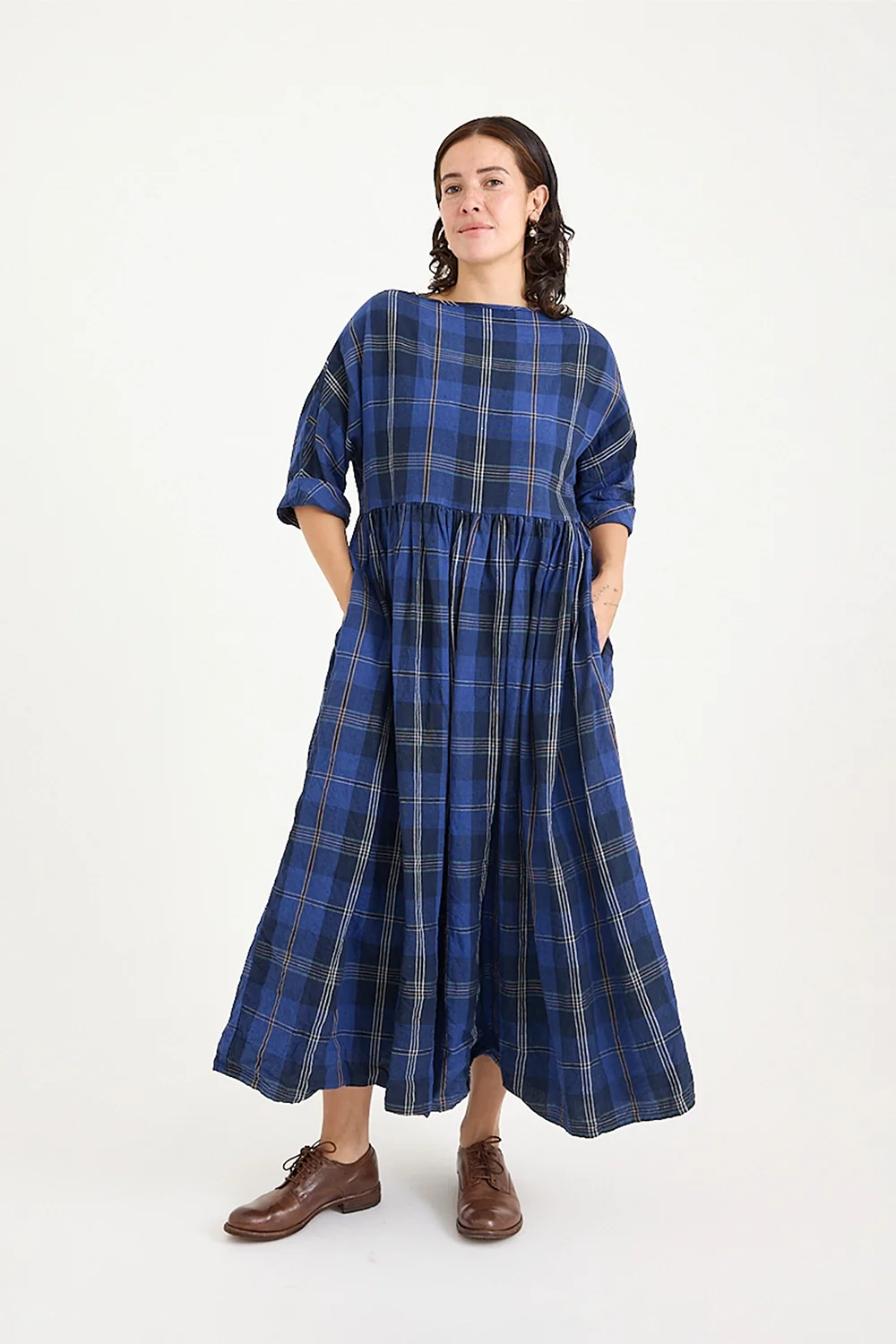 Metta - Boating Dress - Blue Tartan Check - Image 4