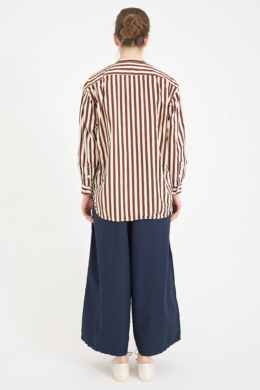 Metta - Italy Collarless Shirt - Coco Stripe Cotton Poplin - Image 10