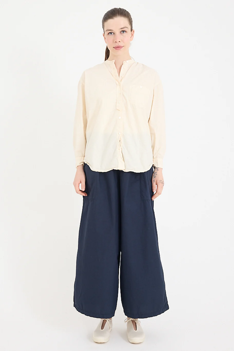 Metta - Italy Collarless Shirt - Cotton Poplin - Image 10