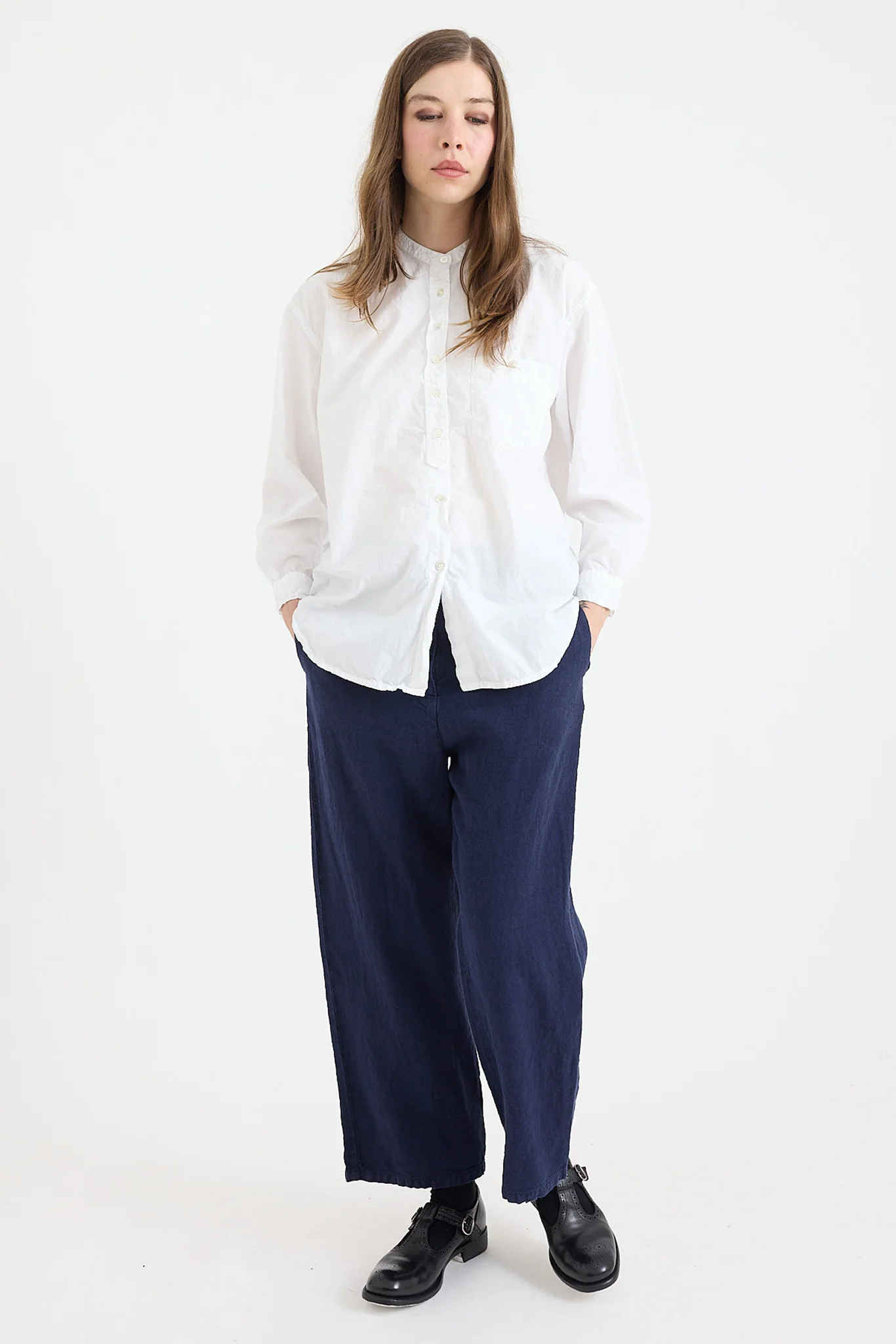 Metta - Italy Collarless Shirt - Cotton Poplin - Image 11