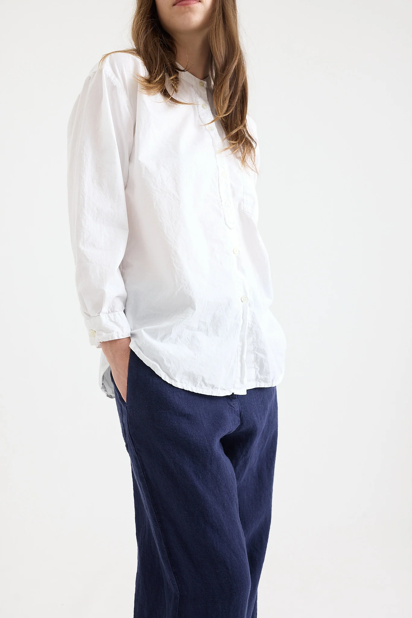 Metta - Italy Collarless Shirt - Cotton Poplin - Image 13