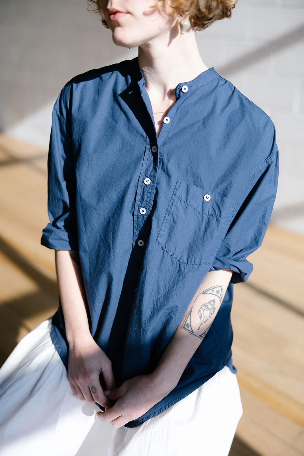 Metta - Italy Collarless Shirt - Cotton Poplin - Image 15