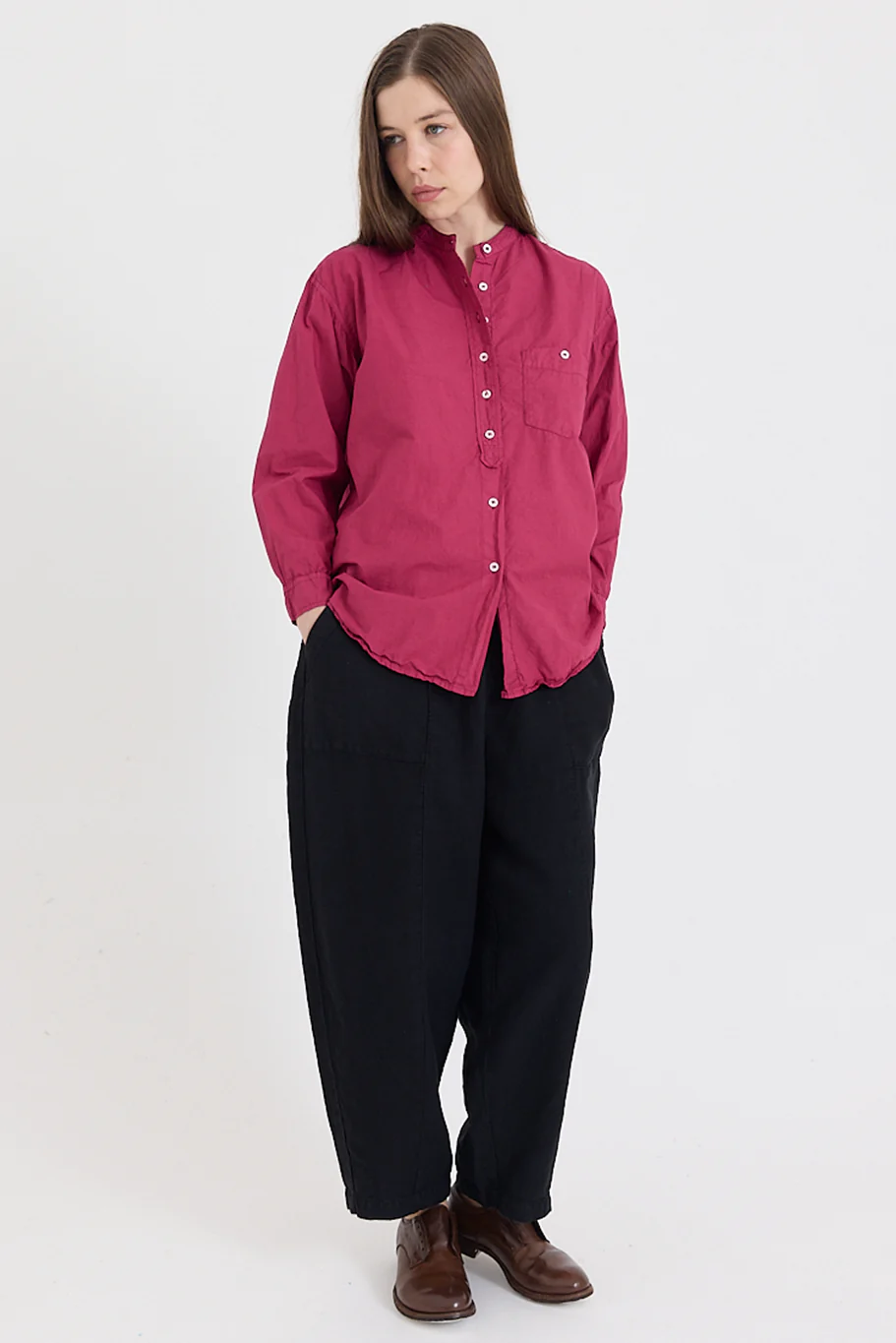 Metta - Italy Collarless Shirt - Cotton Poplin - Image 3