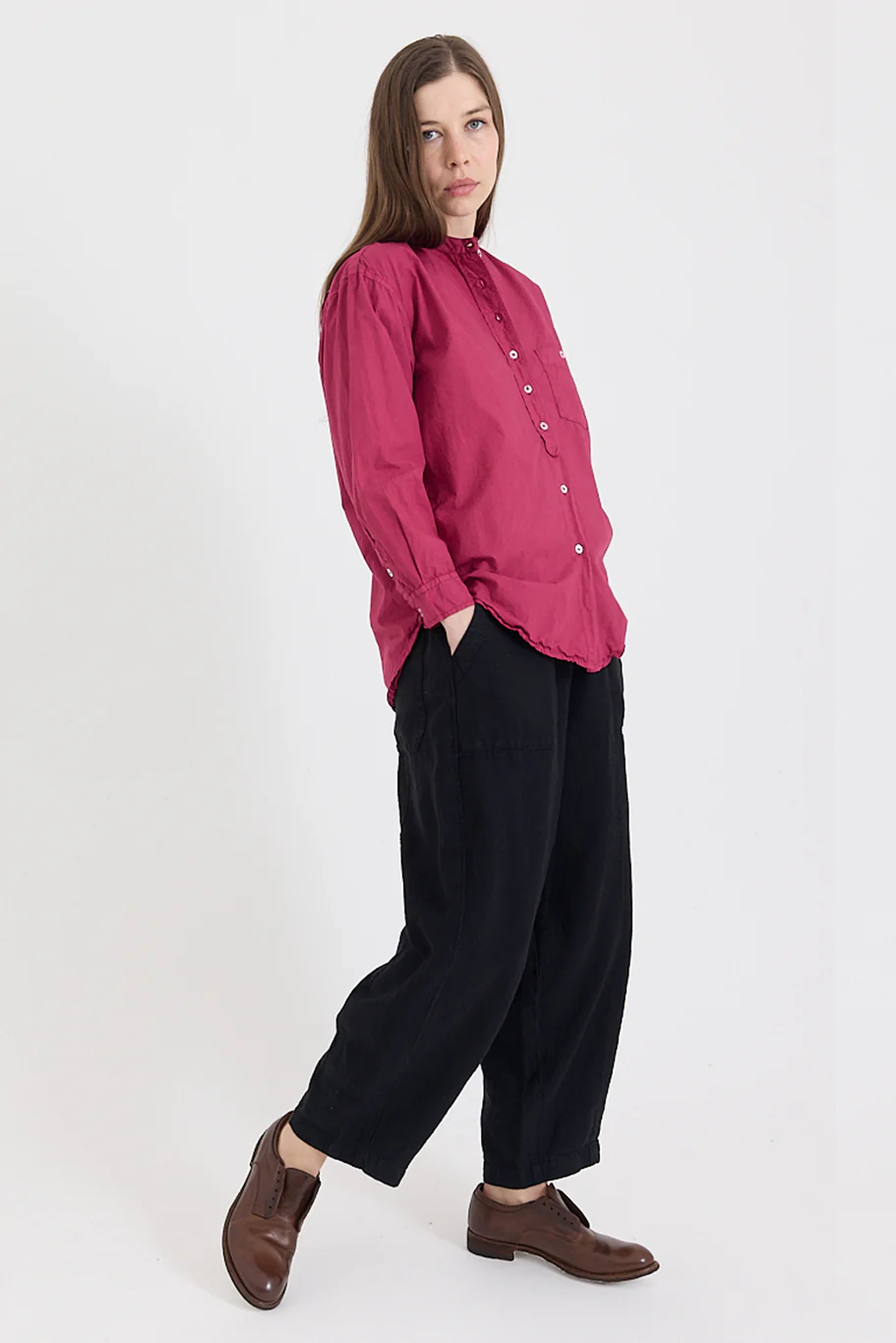 Metta - Italy Collarless Shirt - Cotton Poplin - Image 5