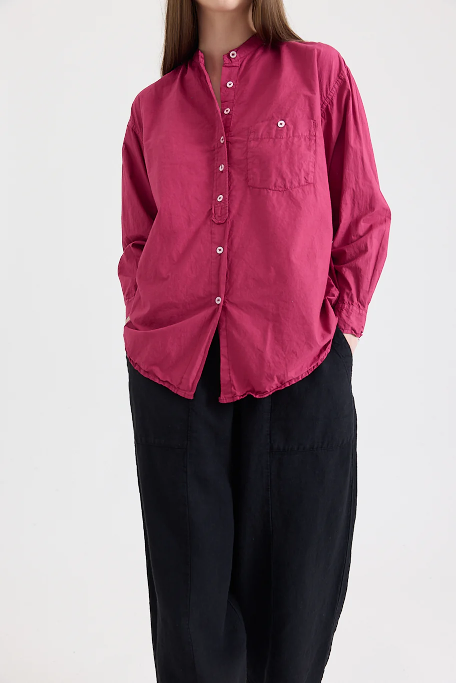 Metta - Italy Collarless Shirt - Cotton Poplin - Image 6