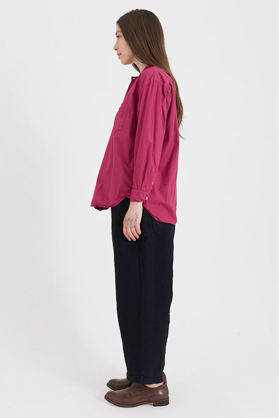 Metta - Italy Collarless Shirt - Cotton Poplin - Image 7