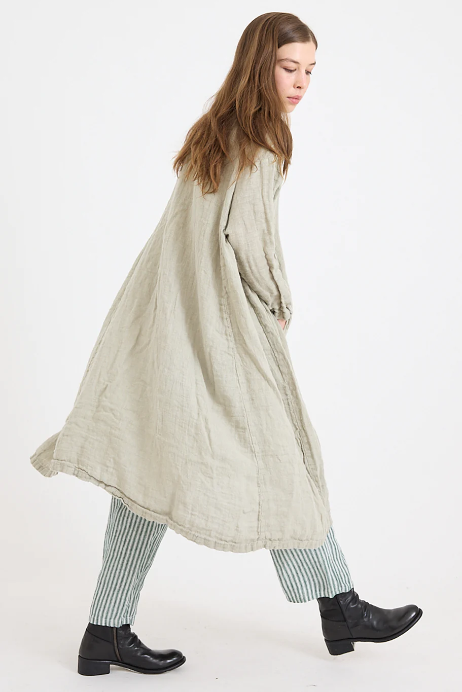 Metta - Olive Dress - Mid Weight Rustic Linen Gauze - Image 4