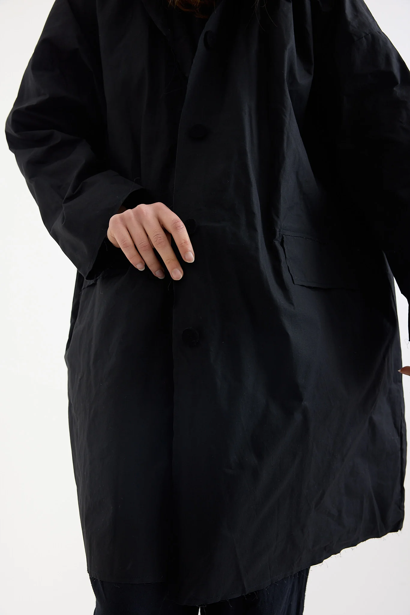 SCHA - Button-Down Volume Coat- Black - Image 3