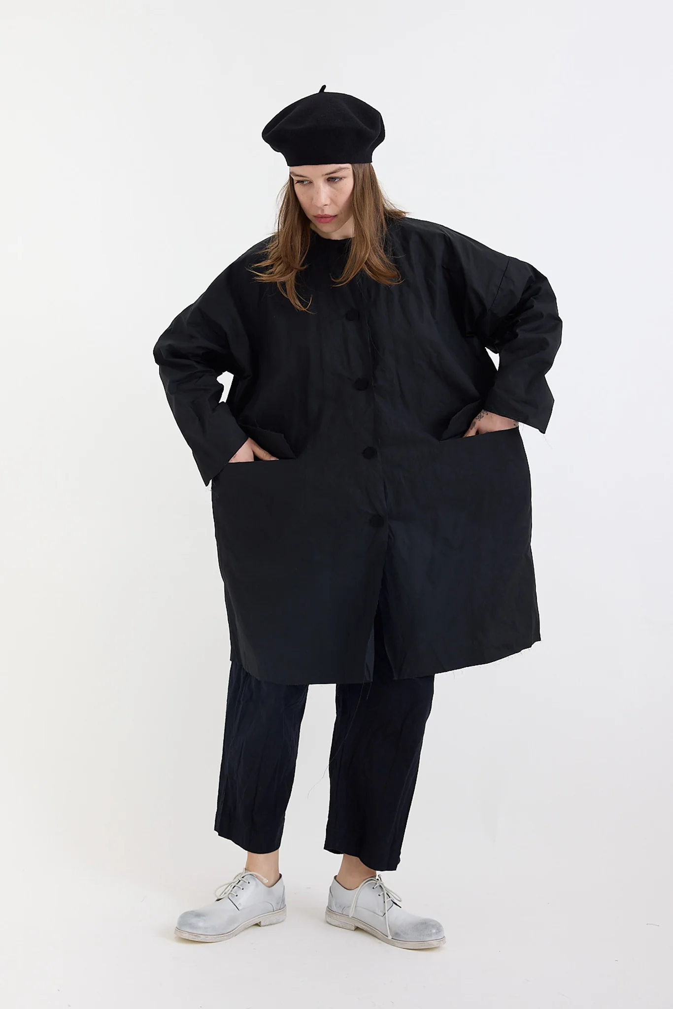 SCHA - Button-Down Volume Coat- Black - Image 8