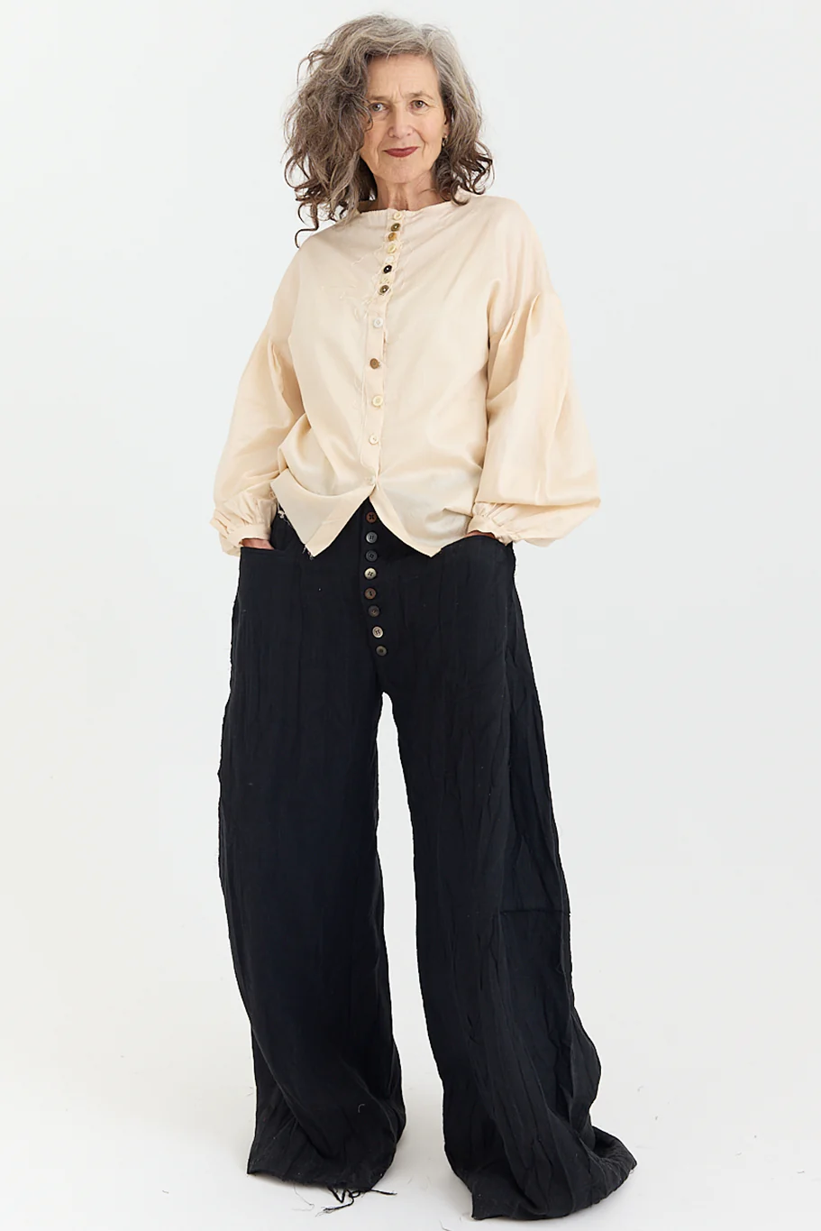Archivio J.M. Ribot - AWSH01/KI Collarless Shirt - Image 4