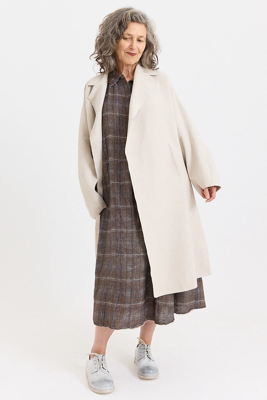 Boboutic - Double Breasted Duster Coat - Pearl - Image 4