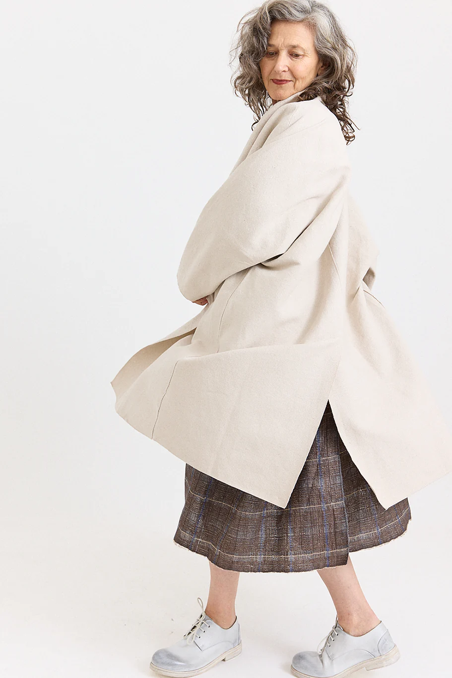 Boboutic - Double Breasted Duster Coat - Pearl - Image 5