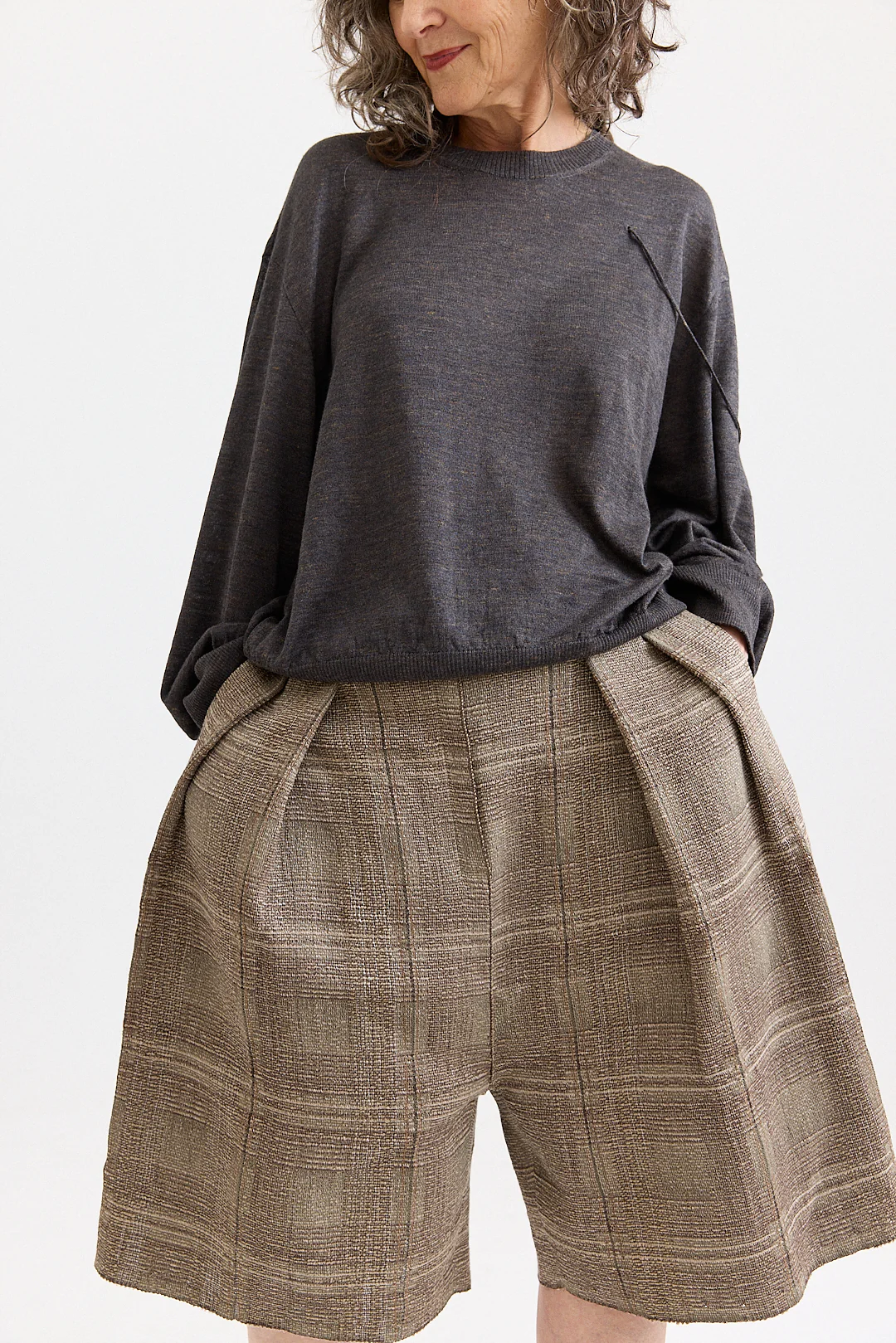 Boboutic - Pleated Short Trousers - Brown/Sage - Image 4