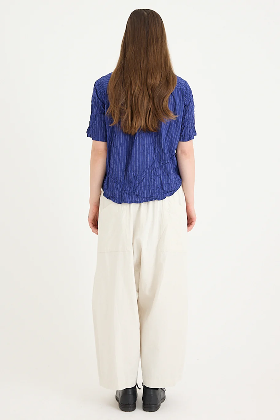 Pas De Calais - Blue Shirring Stripe Short Sleeve Blouse - Image 16