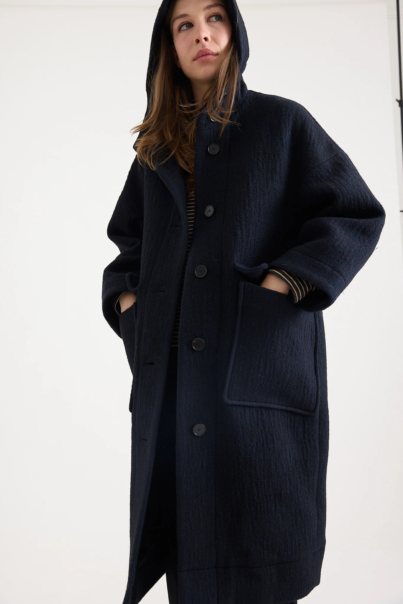 Toast - Wool Hooded Coat - Dark Navy - Image 3