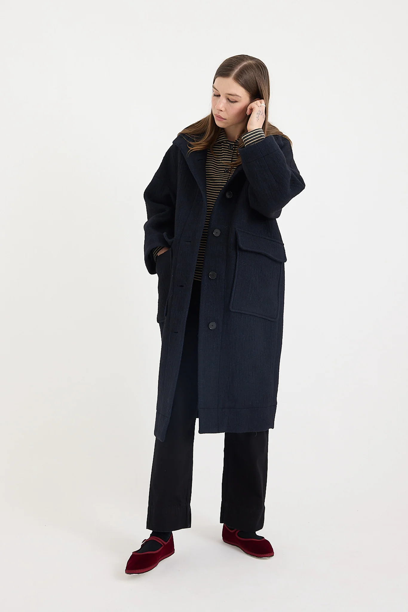 Toast - Wool Hooded Coat - Dark Navy - Image 7