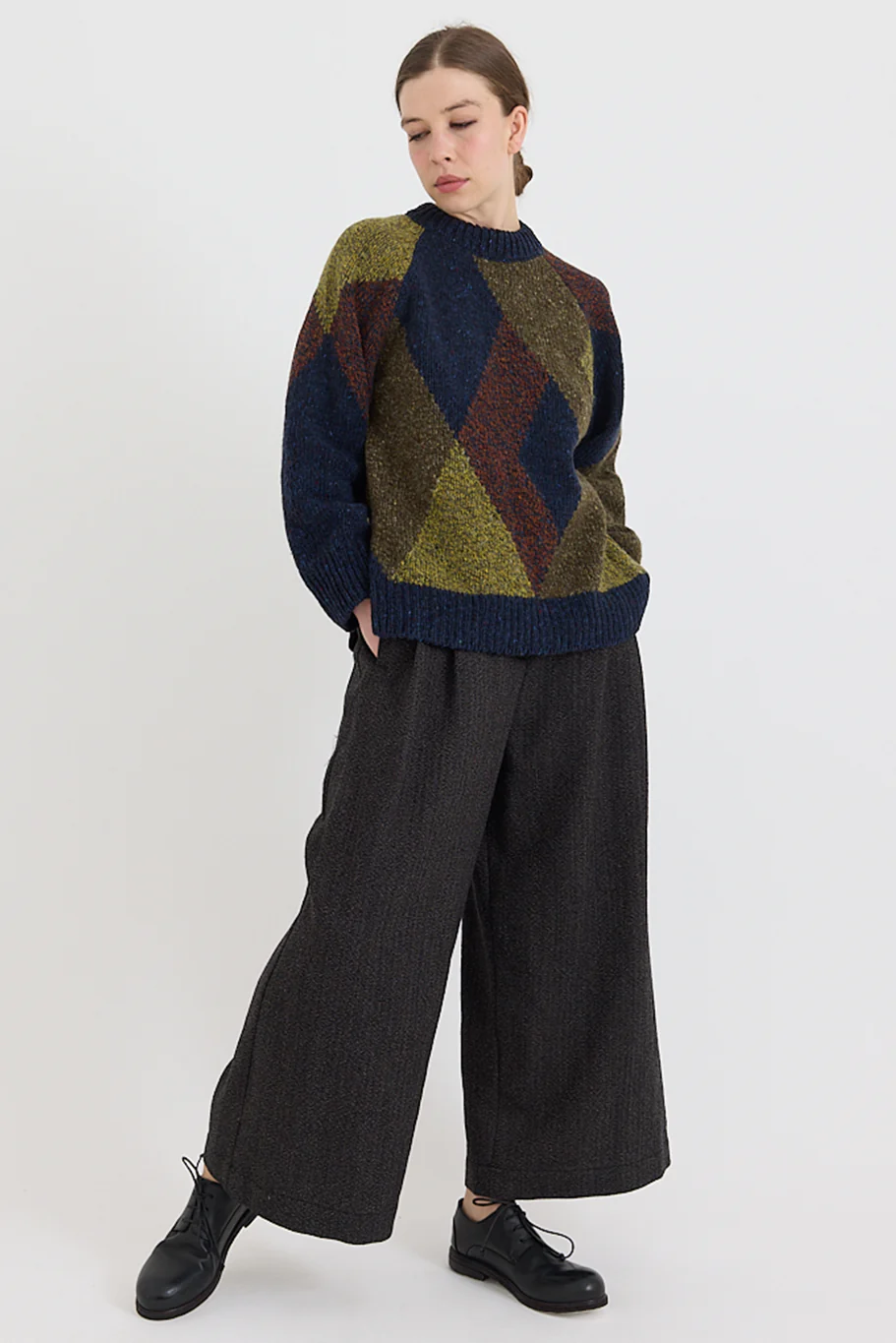 Toast - Marled Argyle Blocked Sweater - Olive Multi - Image 3
