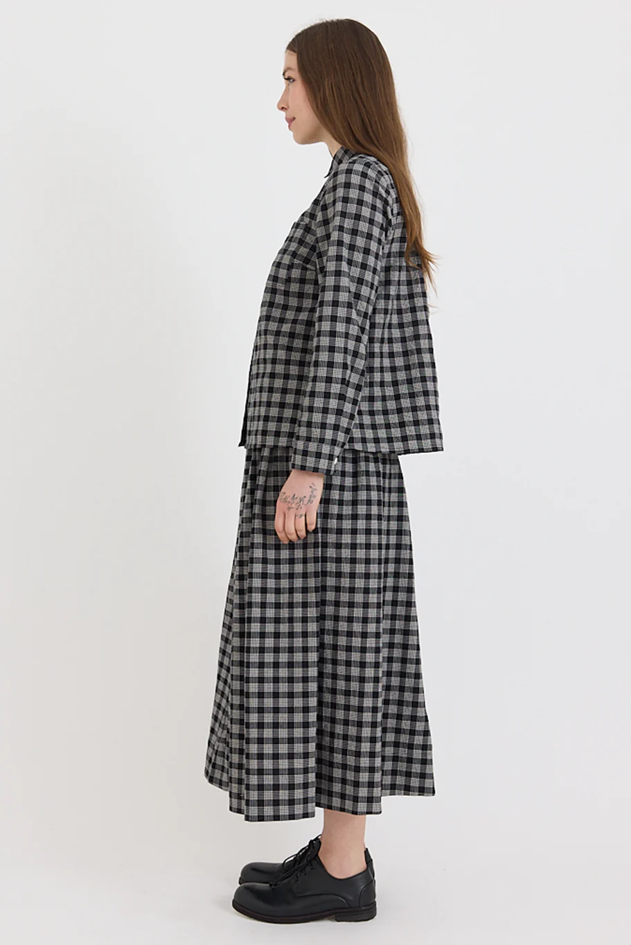 Toast - Ollie Binding Check Cotton Wool Shirt - Black/Ecru - Image 4