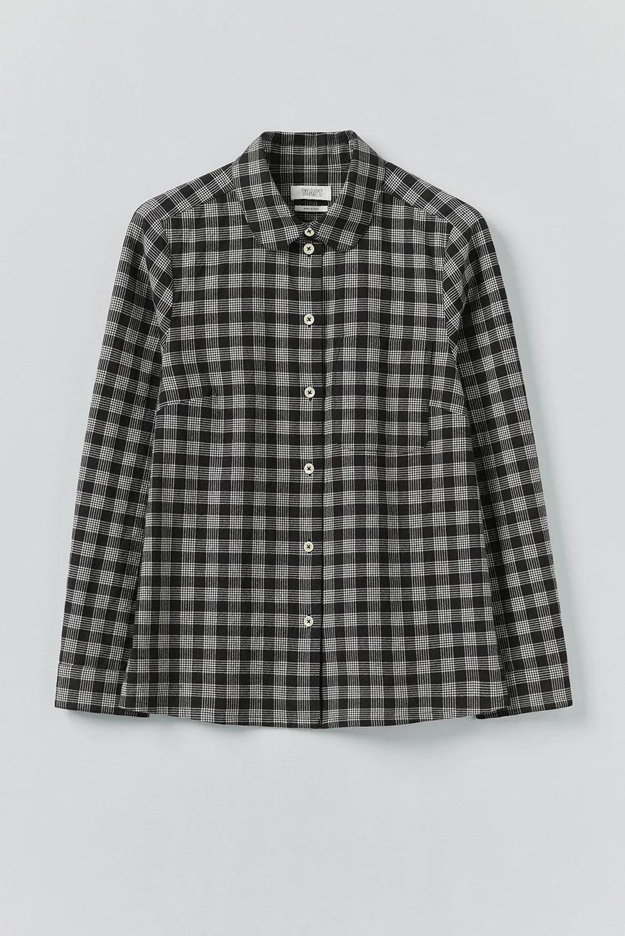 Toast - Ollie Binding Check Cotton Wool Shirt - Black/Ecru - Image 6